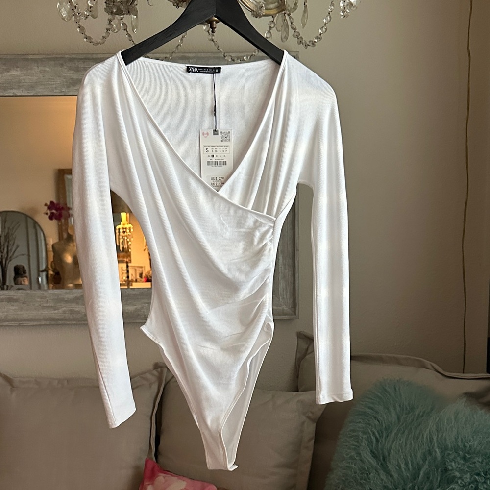Zara White Wrap Bodysuit